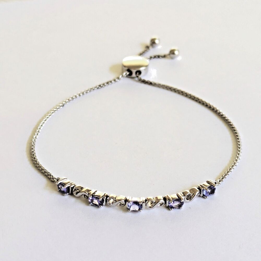 Safi Kilima Tanzanite Infinity Bolo Bracelet Sterling Silver 925 Adjustable